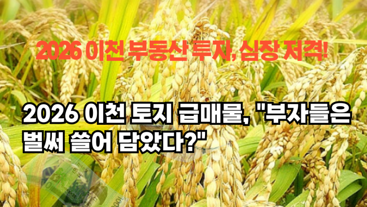   [2026 긴급 진단] 이천 부동산, "이곳" 투자 안하면 땅을 칩니다! (SK하이닉스·역세권 최신 보고서