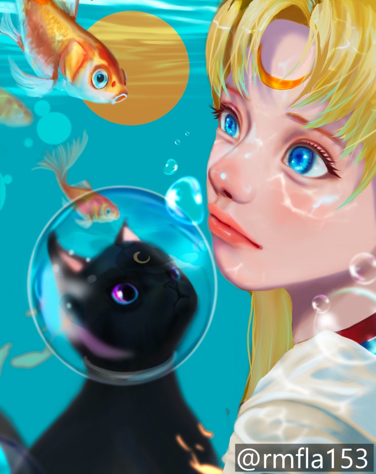  아이패드 프로크리에이트 그림 세일러문 반실사화 글레이징하기