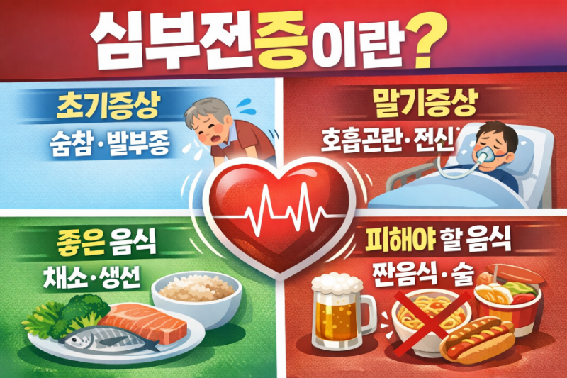 심부전증 초기 증상 vs 말기 증상 차이｜좋은 음식·피해야 할 음식 정리