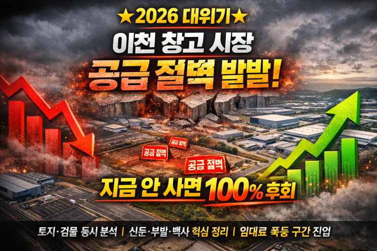  [2026 대위기] 이천 창고 시장, '공급 절벽' 발발! 토지·건물 "지금 안 사면 100% 후회합니다!"