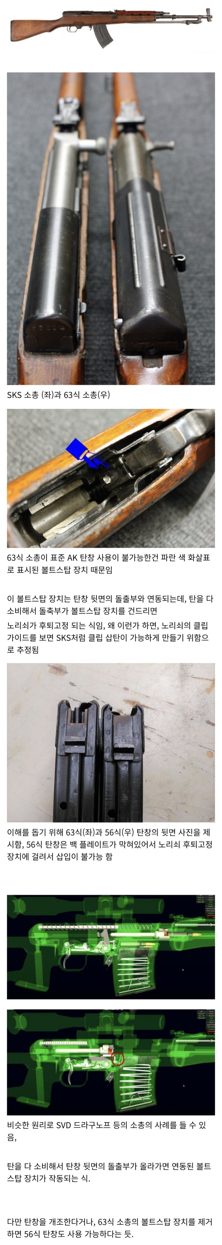  63식 소총이 표준 AK 탄창 사용이 불가능한 이유