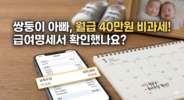  2026년 육아수당 비과세 한도 확대, 쌍둥이 아빠 급여명세서 확인 후 40만원 혜택 챙긴 썰
