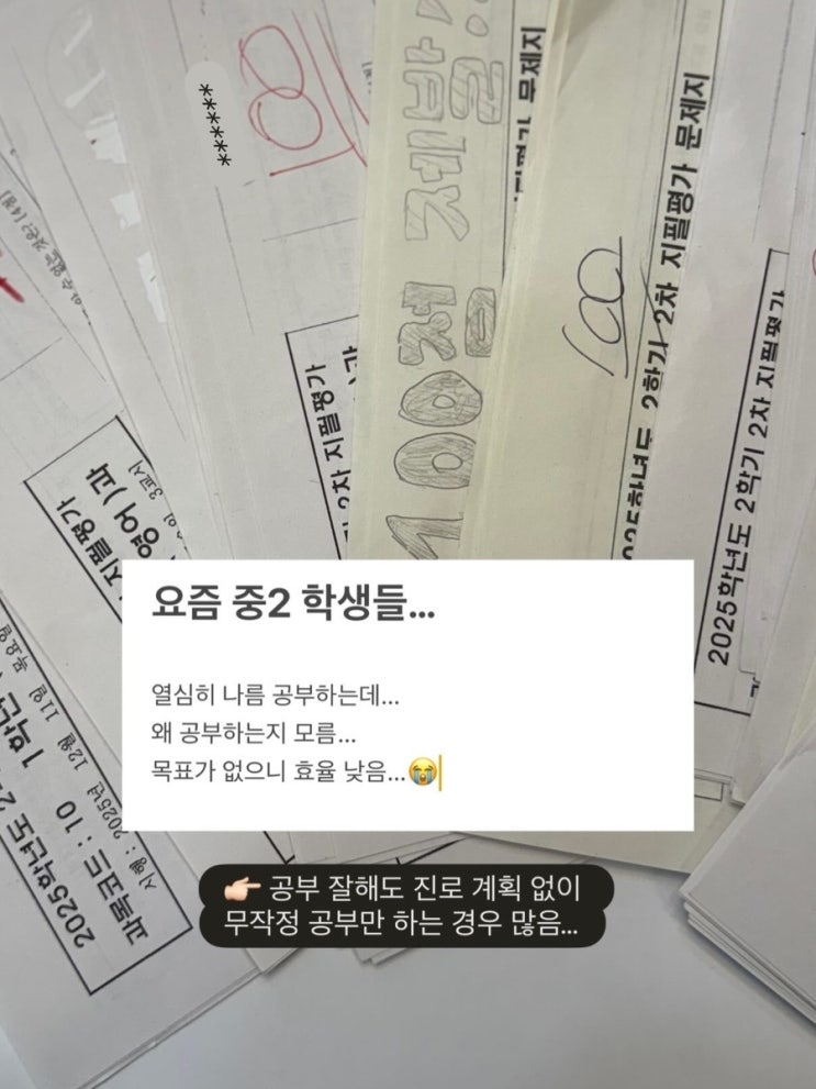  예비 중2, 진로•적성 검사가 중요한 이유(청림중·서연중·방교중·세정중·신동중·목동중)