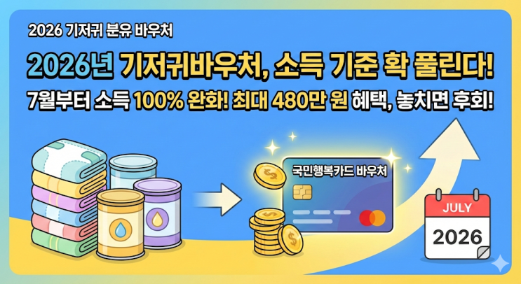  2026 기저귀 분유 바우처 신청방법, 7월부터 소득기준 100% 완화되는 것 알고 계셨나요? (쌍둥이 아빠의 엑셀 분석)
