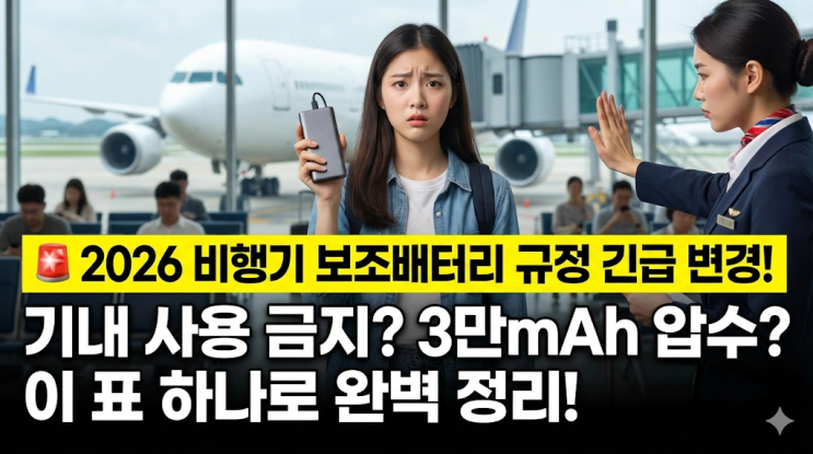  비행기 보조배터리 규정 (2026 최신판)| 10000mAh 개수 제한 및 기내 사용 금지