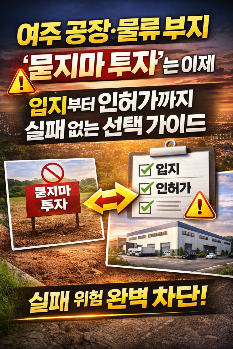   여주 공장·물류 부지, ‘묻지마 투자’는 이제 그만!입지부터 인허가까지 실패 없는 선택 가이드