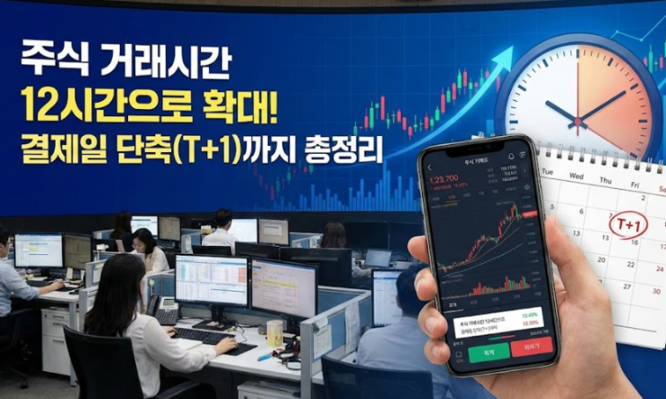  주식 거래시간 12시간으로 확대! 결제일 단축(T+1)까지 총정리