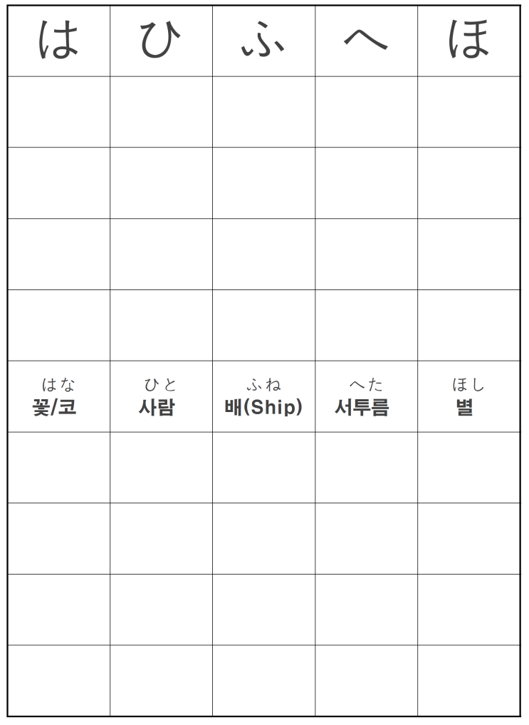  1일 15분 일본어 365일 챌린지 : 6일차 (히라가나 は행 마스터)