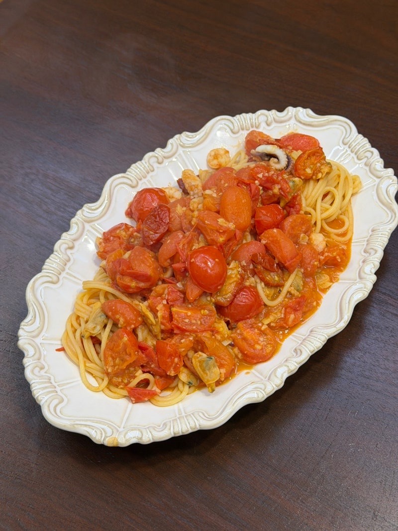 저칼로리 식단 다이어트 파스타 / 대추 방울 토마토 해물 오일 파스타 레시피 / 냉동 해물 활....