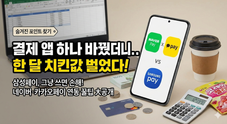  삼성페이 네이버페이 카카오페이 연동 결제 혜택 비교, 포인트 적립받고 편의점 간식 공짜로 먹은 썰