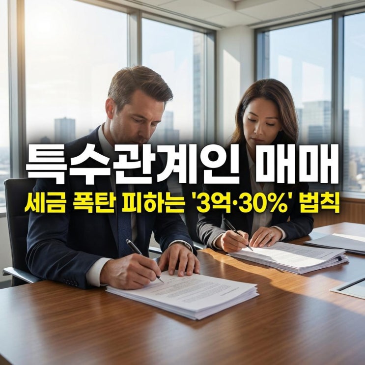  특수관계인 매매 가족끼리 아파트 싸게 팔 때, 세금 폭탄 피하는 '3억·30%' 법칙