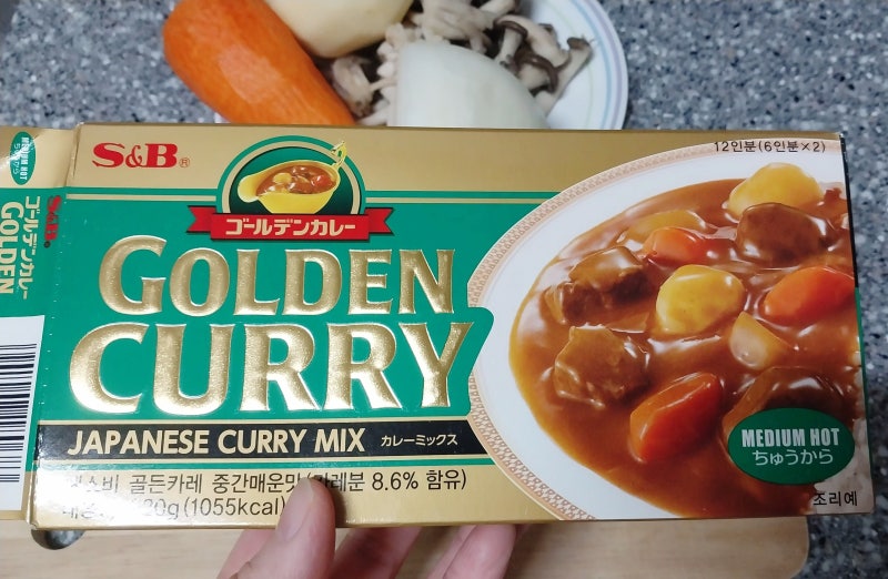 일본 에스비 골든카레 중간매운맛을 처음 먹어 봄