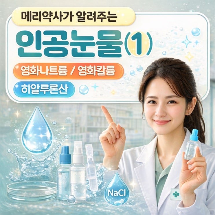  메리약사가 알려주는 인공눈물 (1)염화나트륨 / 염화칼륨, 히알루론산