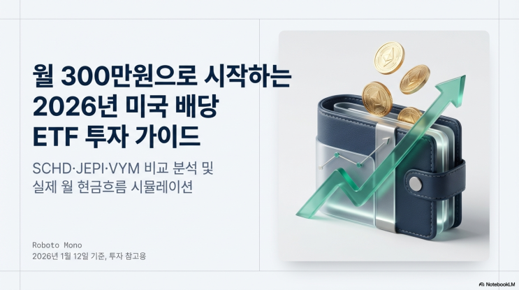  월 300만원으로 시작하는 2026년 미국 배당 ETF 투자방법 SCHD·JEPI·VYM 비교 + 월 현금흐름 계산