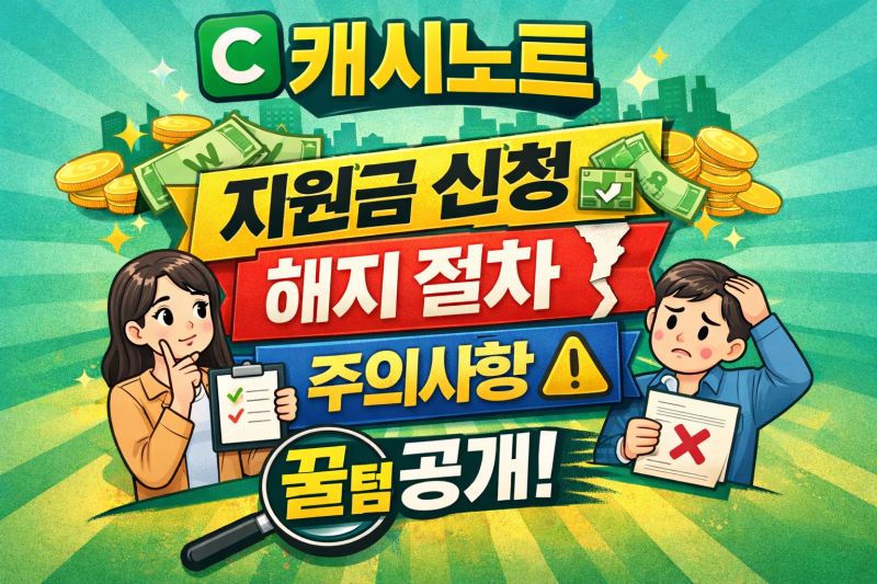 캐시노트 지원금 신청 방법 해지 절차 주의사항