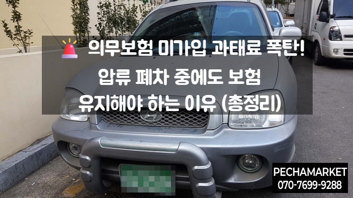   의무보험 미가입 과태료 폭탄! 압류 폐차 중에도 보험 유지해야 하는 이유 (총정리)