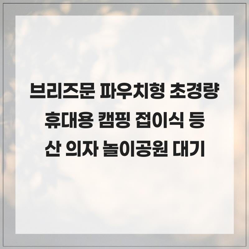 브리즈문 파우치형 초경량 휴대용 캠핑 접이식 등산 의자 놀이공원 대기 백패킹 중형 캠핑템....