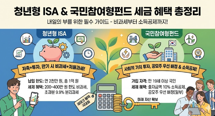  청년형 ISA & 국민참여형펀드 세금 혜택 총정리