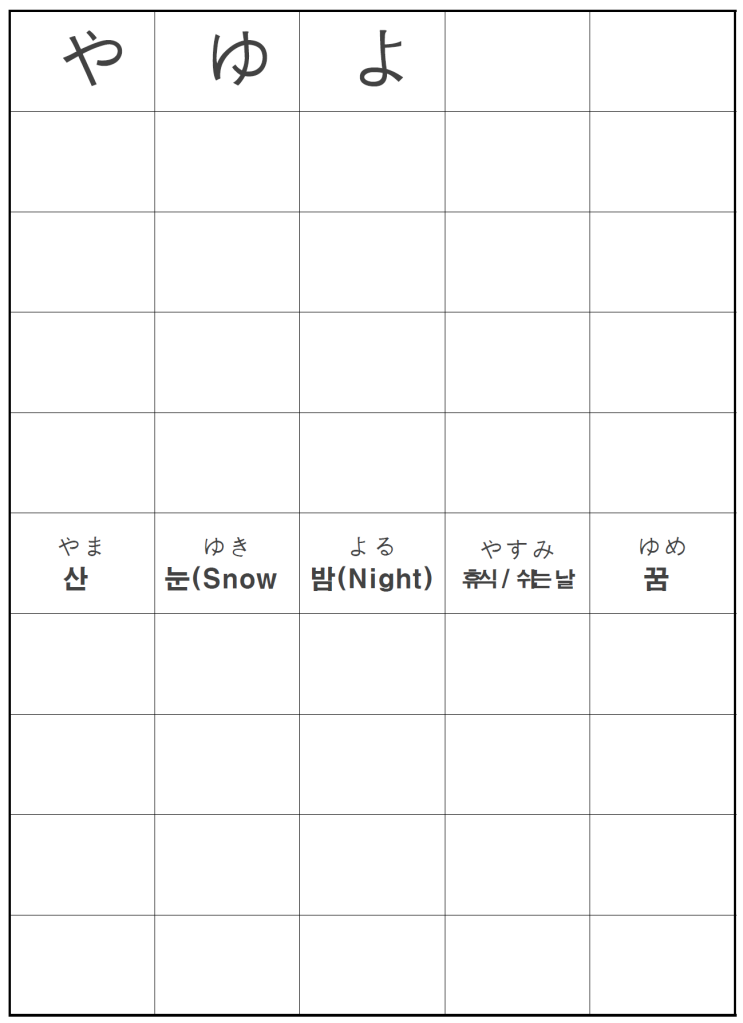  1일 15분 일본어 365일 챌린지 : 8일차 (히라가나 や행 & 중간 점검)
