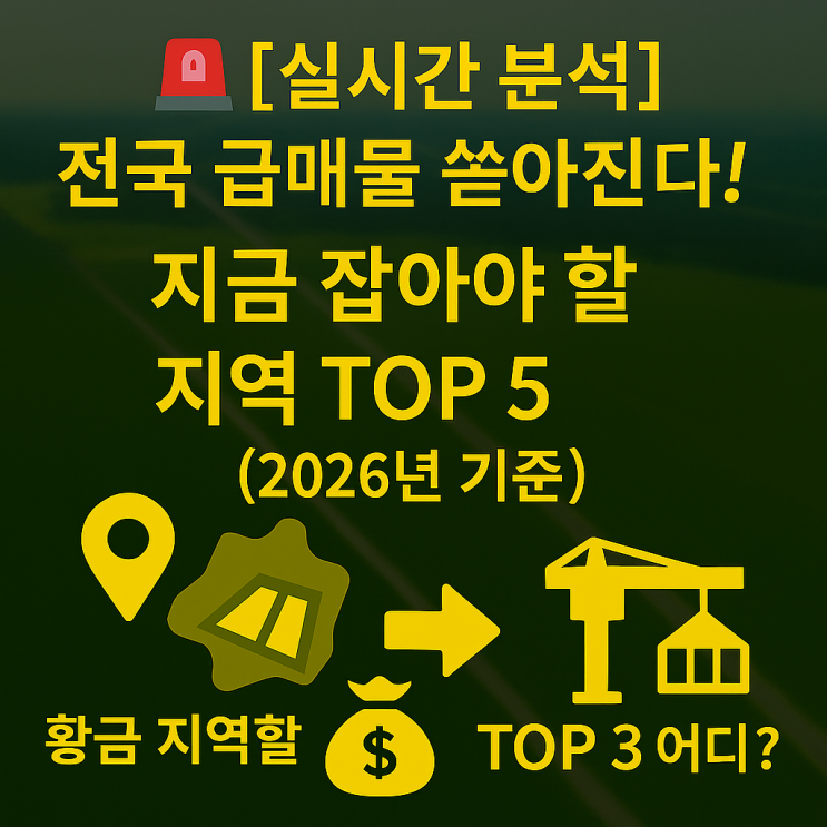   [실시간 분석] 전국 급매물 쏟아진다!지금 잡아야 할 지역 TOP 5 (2026년 기준)