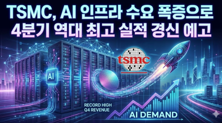  TSMC, AI 인프라 수요 폭증으로 4분기 역대 최고 실적 경신 예고