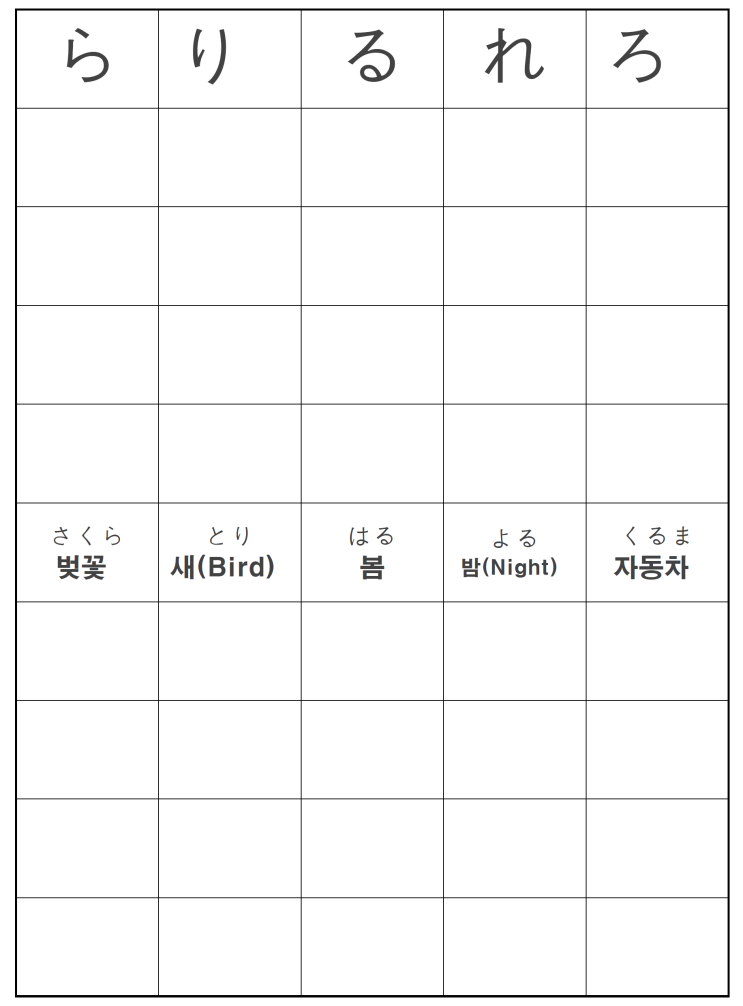  1일 15분 일본어 365일 챌린지 : 9일차 (히라가나 ら행 정복)