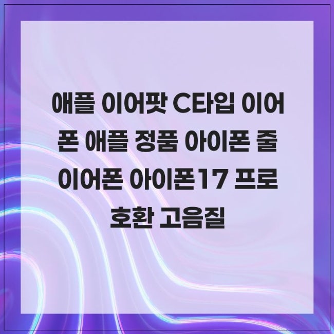 애플 이어팟 C타입 이어폰 애플 정품 아이폰 줄이어폰 아이폰17 프로 호환 고음질