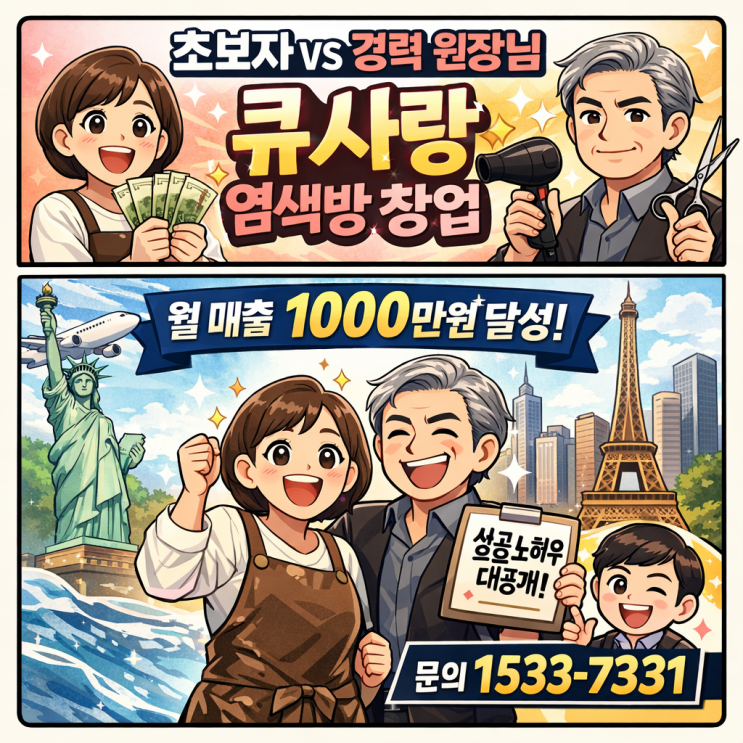  염색방 창업 | 초보자도, 30년 헤어샵을 운영하던 원장님도 큐사랑으로 성공 창업을 이룬 사례