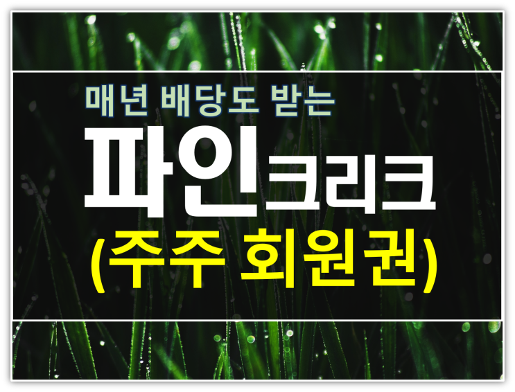  파인크리크cc 회원권 종류별 가격 정보｜주주제