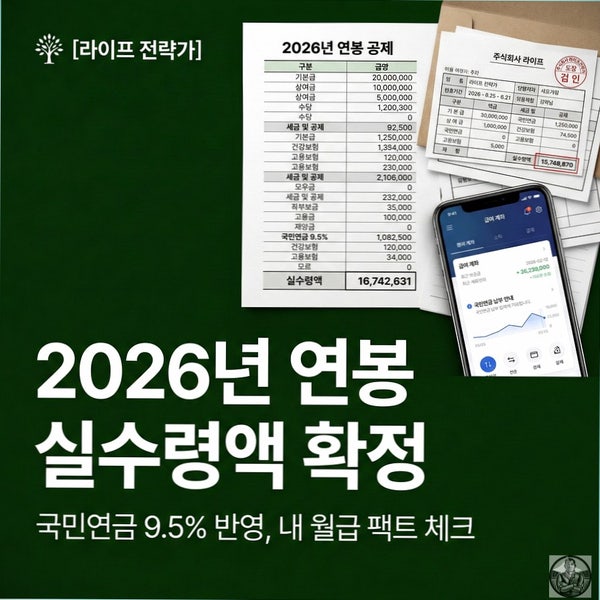  2026년 연봉 실수령액, 국민연금 9.5% 떼고 나니... "연봉 1억이 월 600?"