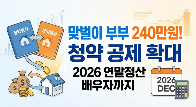  2026년 연말정산 주택청약 소득공제 배우자 확대, 맞벌이 부부 240만원 혜택 챙기는 법