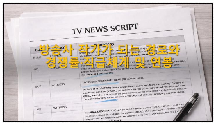  방송사 작가가 되는 경로와 경쟁률 직급체계 및 연봉