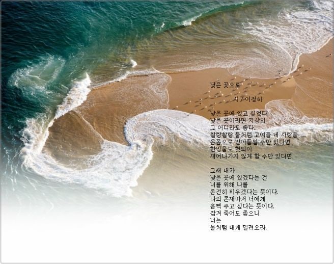 펌)낮은 곳으로/ 이정하 ㆍ낭송 이교수