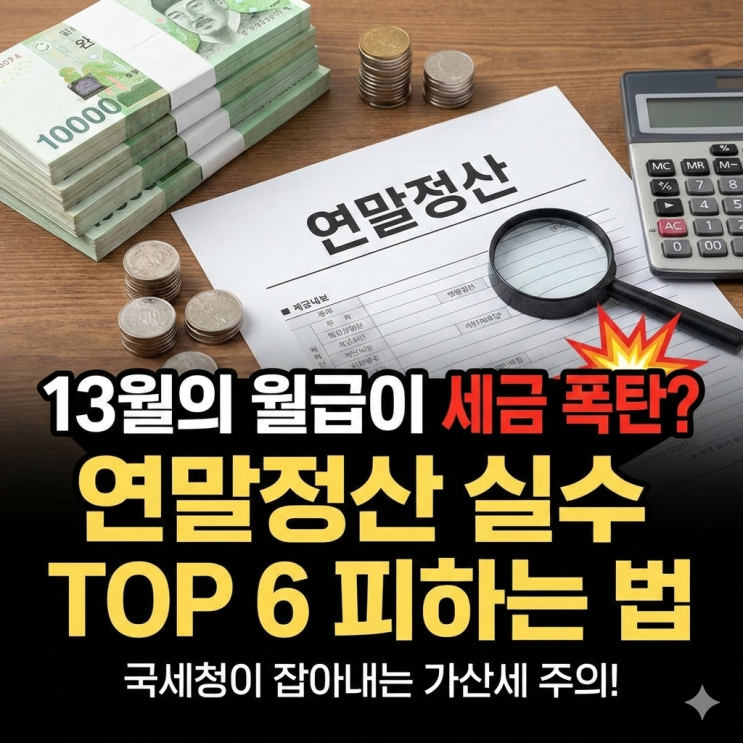  "13월의 월급이 세금 폭탄?" 연말정산 실수 TOP 6, 국세청이 잡아내는 가산세 피하는 법