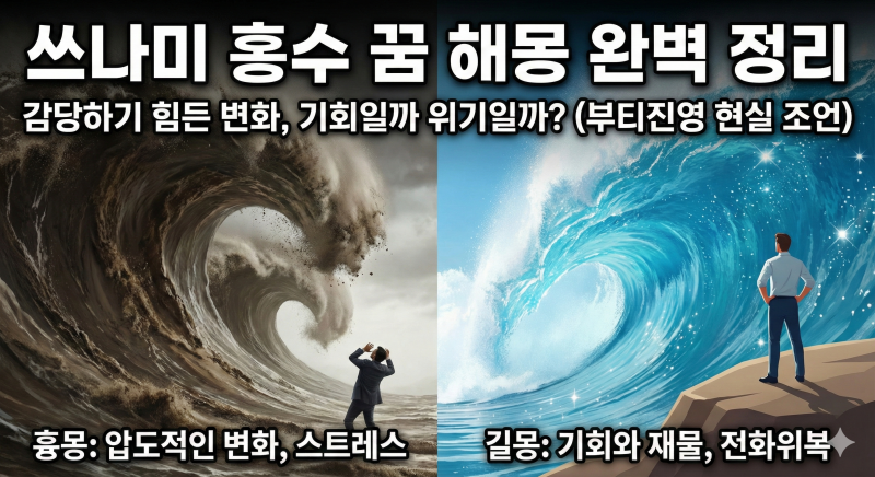 [꿈해몽] 쓰나미, 홍수 나는 꿈 | 감당하기 힘든 '변화'의 신호? (길몽 vs 흉몽 완벽 정리)