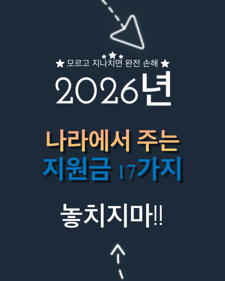  2026년 정부 지원금 17가지 총정리 (몰라서 못 받으면 손해)