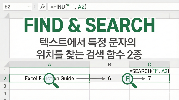  [엑셀 함수] FIND & SEARCH - 텍스트에서 특정 문자의 위치를 찾는 검색 함수 2종