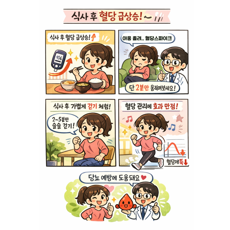  식후 2분 걷기의 힘, 혈당 스파이크 막는 가장 쉬운 방법