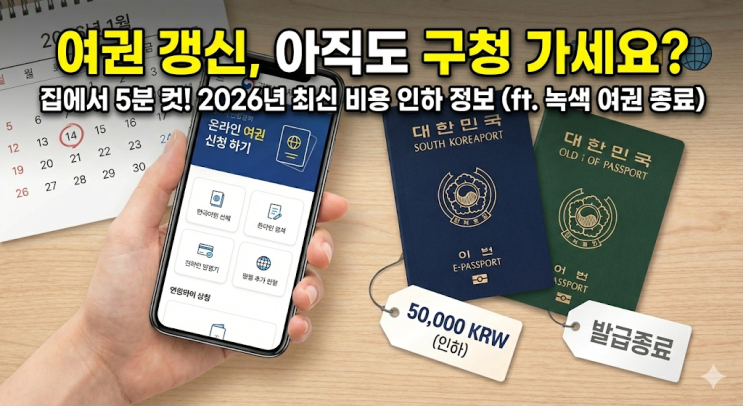  여권 갱신 온라인 신청 방법: 비용 인하된 2026년 최신판 (ft. 구청 안 가도 됨)