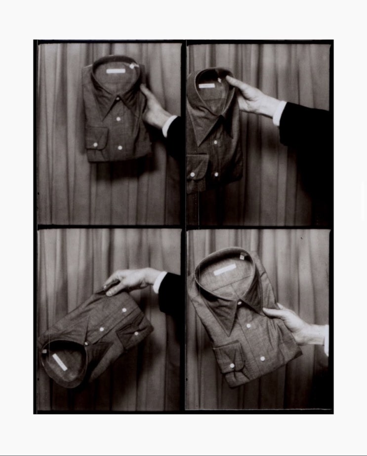  Husbands Paris Wide Collar Shirt Chambray - Dark Blue 허즈밴즈 파리 와이드 칼라 셔츠 샴브레이 - 다크 블루