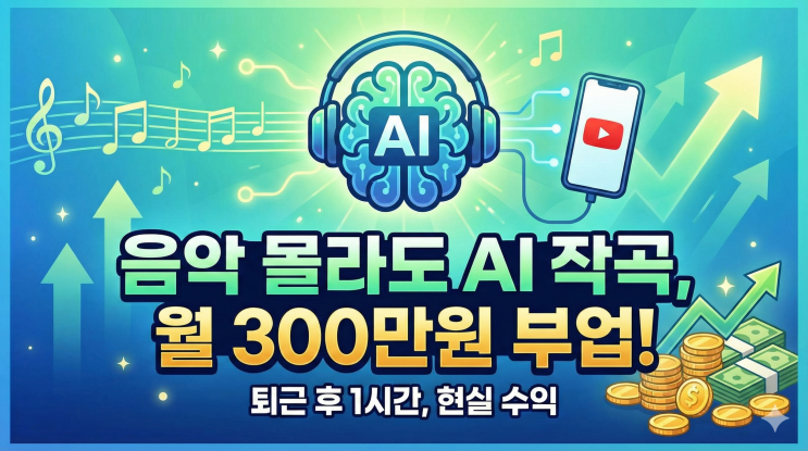  음악 몰라도 월 300만원? 퇴근 후 1시간, AI 작곡으로 유튜브 수익 만드는 현실적인 방법