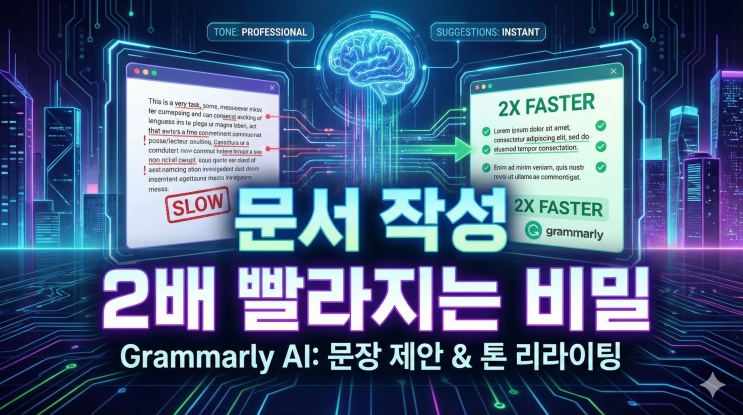  문서 작성 2배 빨라지는 비밀, Grammarly AI의 문장 제안 & 톤 리라이팅 기능 실무 완전 정복