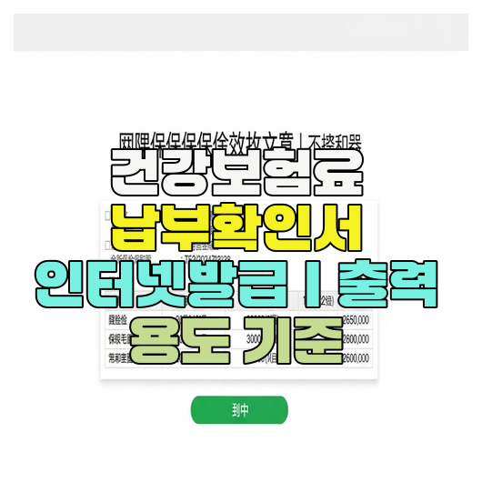  건강보험료 납부확인서 인터넷발급｜출력 용도 기준