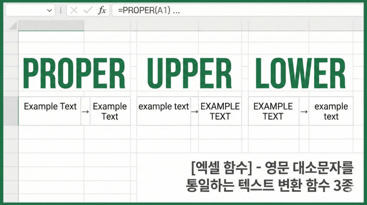  [엑셀 함수] PROPER, UPPER, LOWER - 영문 대소문자를 통일하는 텍스트 변환 함수 3종