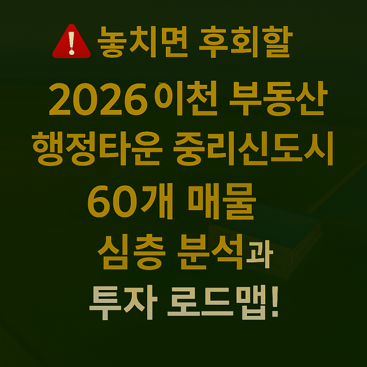   2026년 1월 이천 행정타운·중리신도시 부동산 심층 분석: 60개 매물로 꿰뚫어 본 핵심 투자 전략! (중리동, 증일동, 율현동) 