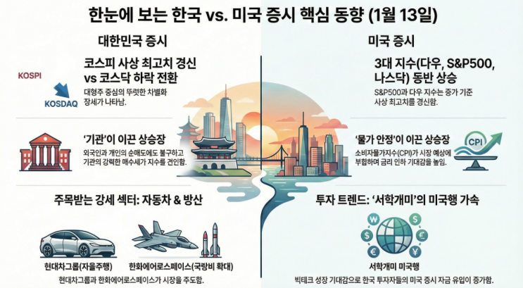  1월13일 마감기준 - 한국·미국 증시 시황 총정리