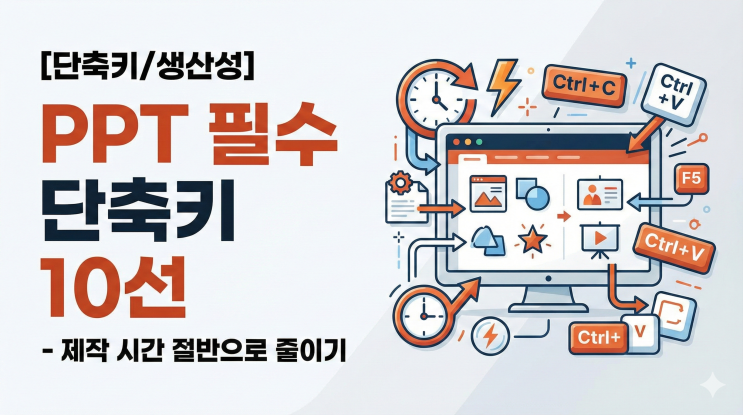  [파워포인트 단축키/생산성] PPT 필수 단축키 10선 - 제작 시간 절반으로 줄이기
