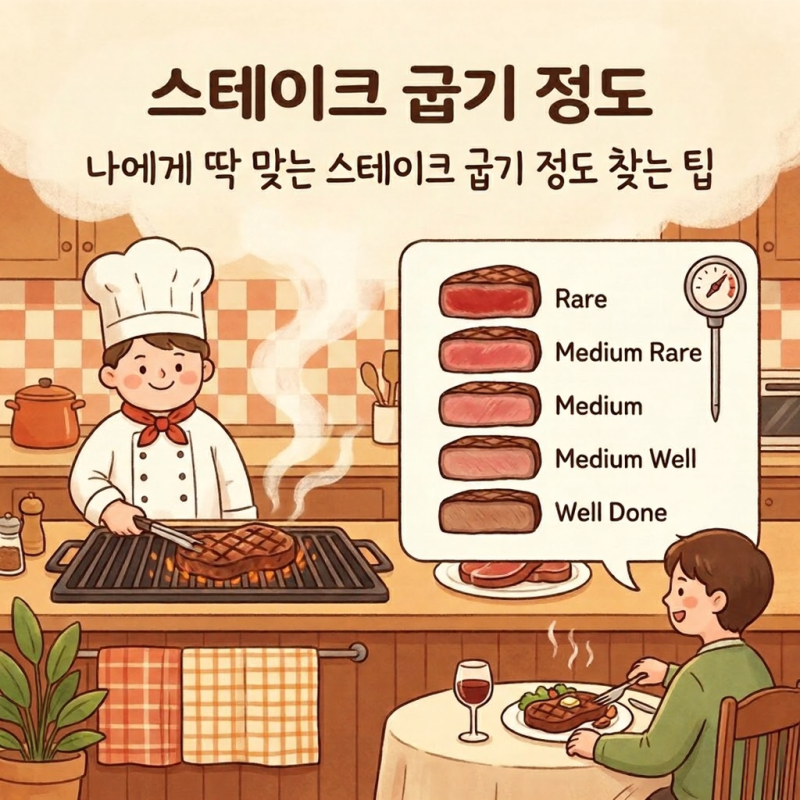 스테이크 굽기 정도 완벽 설명! 웰던 미디움 레어 추천 팁