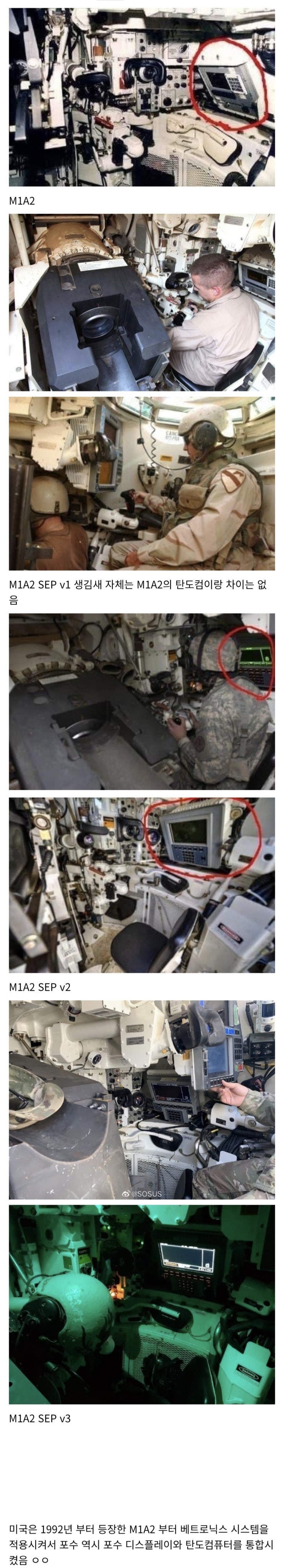  M1A2 에이브람스 계열의 탄도컴퓨터 비교