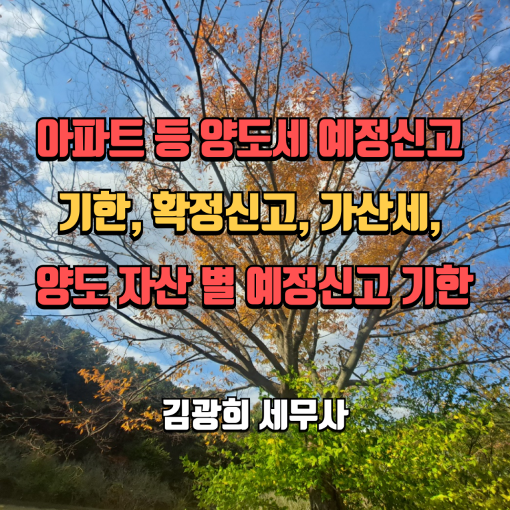  아파트 등  양도세 예정신고 기한, 확정신고, 가산세, 양도 자산 별 예정신고 기한